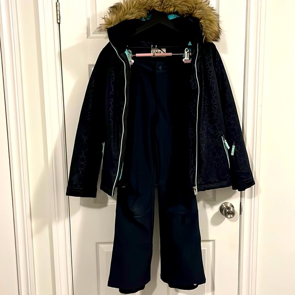 ROXY Jacket snow pants snowsuit set girls 14XL great used condition teal - Picture 12 of 12